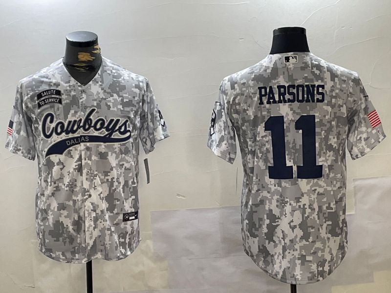 Men Dallas Cowboys #11 Parsons Nike Arctic Camo 2024 Salute to Service Limited NFL Jersey style 1